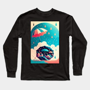 Umbrellas and Rain Drops Long Sleeve T-Shirt